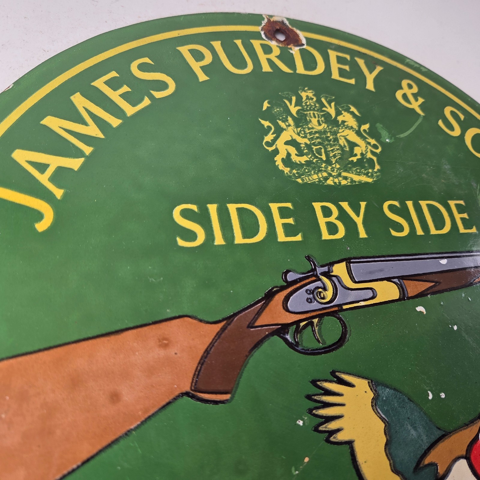 Vintage James Purdey Sign – Hunting Gun Firearm Makers Shot Gas Porcelain Sign