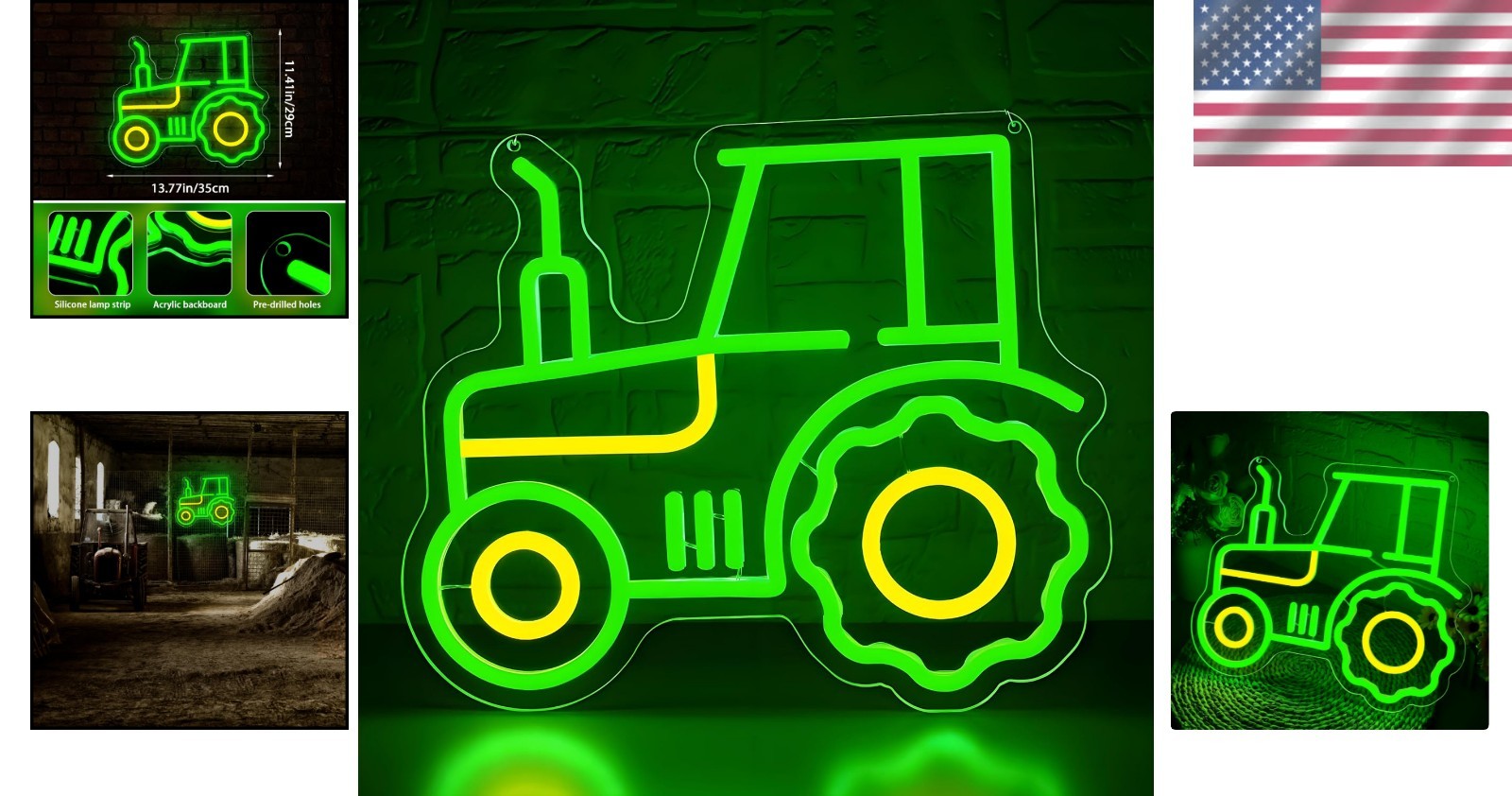 Easy Hang Tractor Neon Light – Modern Dimmable Wall Decor for Gifts or Parties