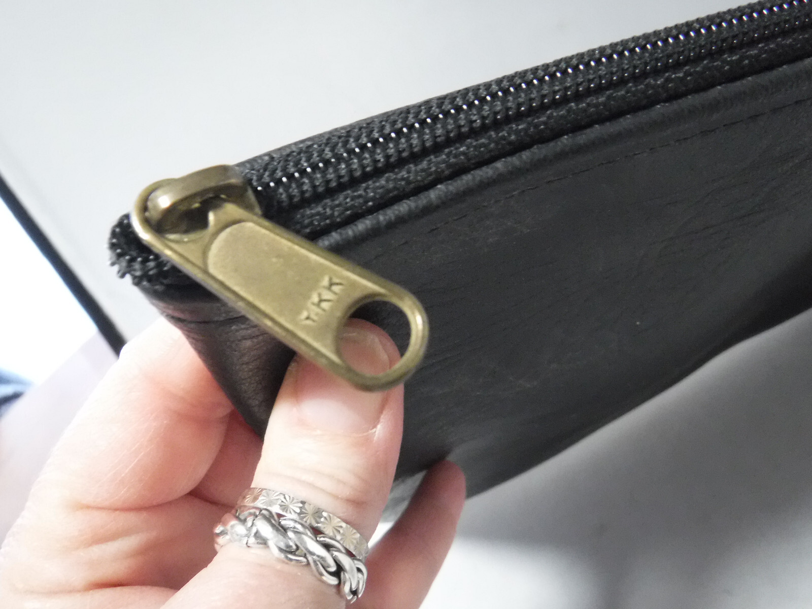 GA11 VTG Zip Top Black Faux Leather Shell Gasoline Gas Station Document Bag