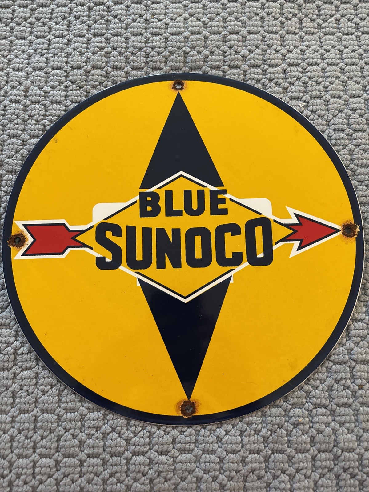 Sunoco Motor Oils Porcelain Sign – Gasoline Advertising Gas Pump 12” A1