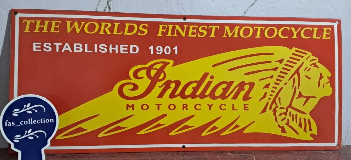 Indian Motorcycles Porcelain Enamel Sign 36 x 15 Inches 1 Sided