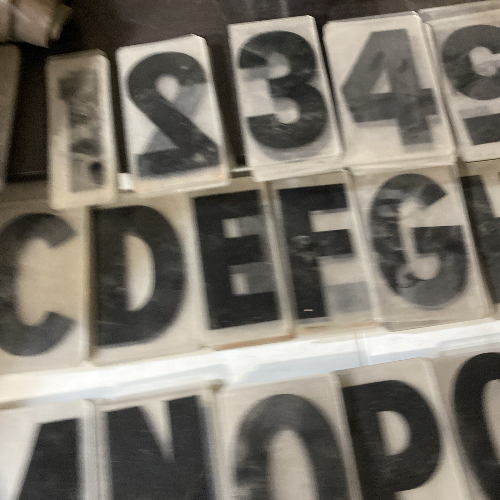 (125) vtg Zip 7 “tall clear acrylic background w/ black letters for marquee sign