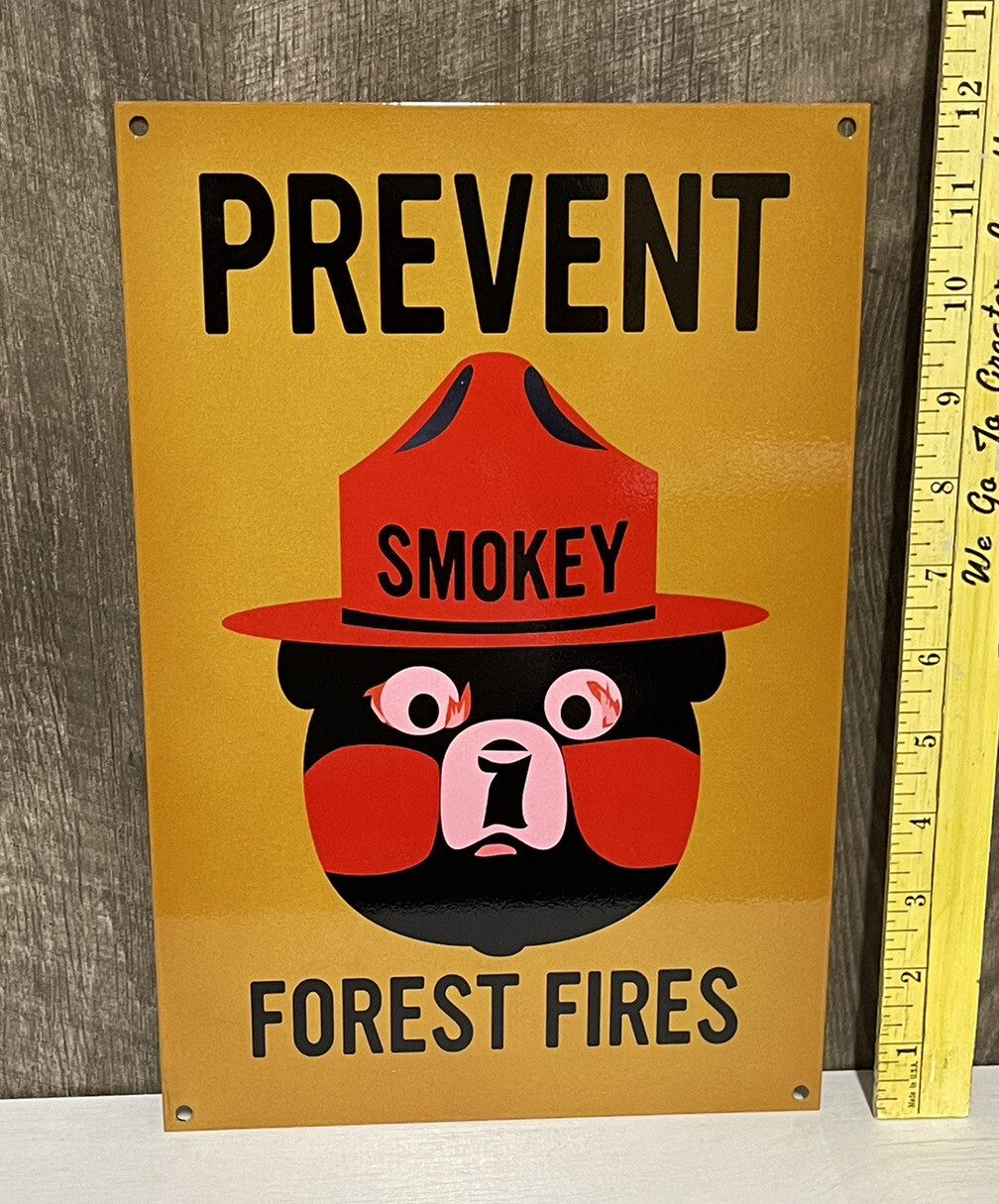 Smokey The Bear Prevent Forest Fires Metal Sign Camping Wildlife Gas Oil