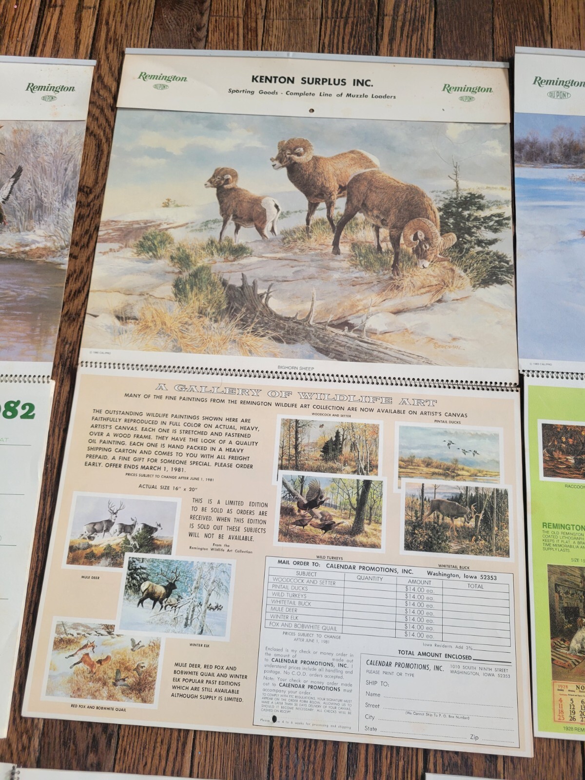 Vintage REMINGTON calendar lot RIFLE target deer moose bear hunting sign