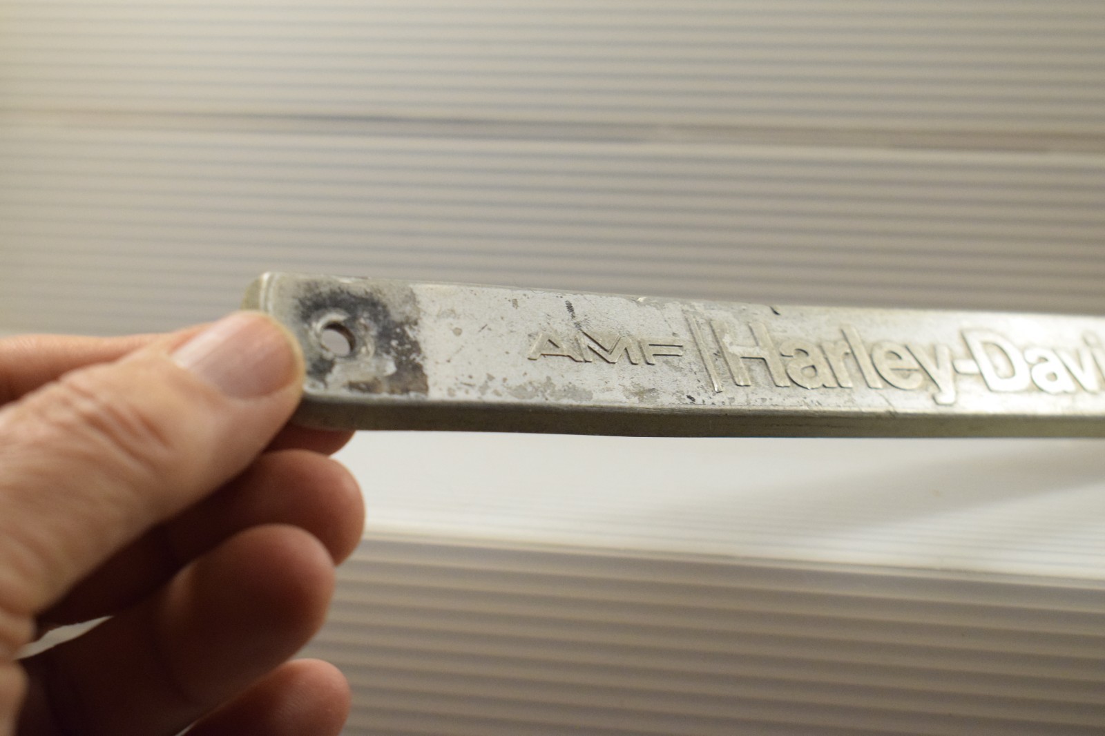 AMF HARLEY-DAVIDSON NAME PLATE FRONT BADGE SIGN 3 WHEEL GOLF CAR CIRCA 1981-1983