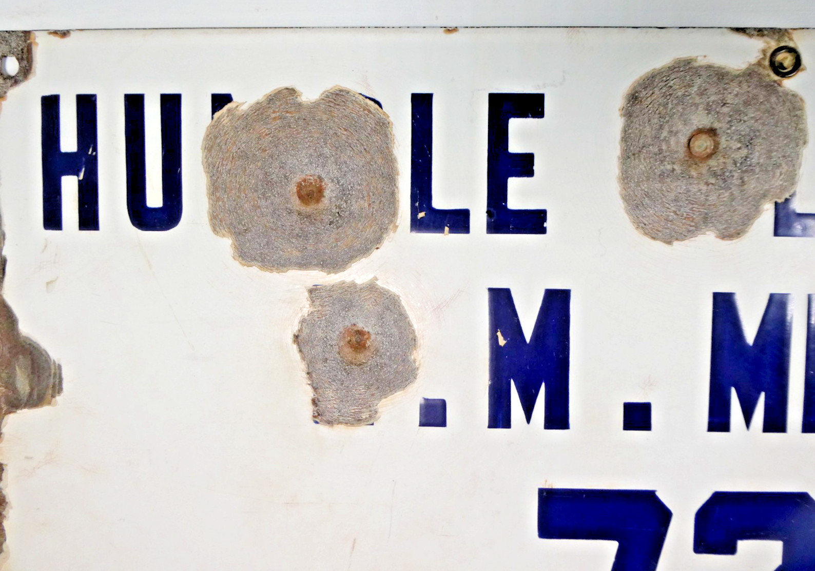 Vtg. Porcelain Oil Field Sign – Humble Oil & Ref. Refining Co. Well Lease Sign