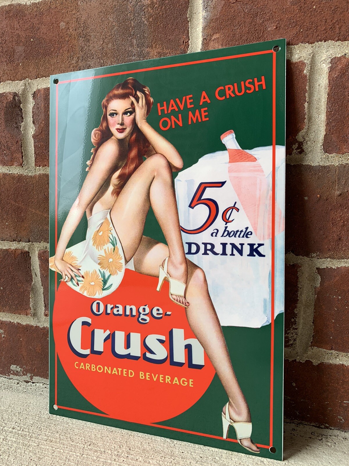 12in Orange Crush Heavy Steel Vintage Style Metal Sign Soda Pop