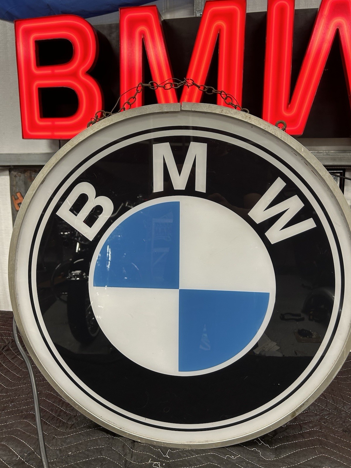 BMW Double Sided Illuminated Dealer Sign Underwriters Rare Collectible