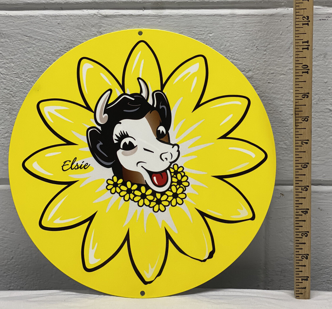 Elsie The Cow Metal Sign Borden Dairy Company Milk Cheese Agriculture Gas Oil