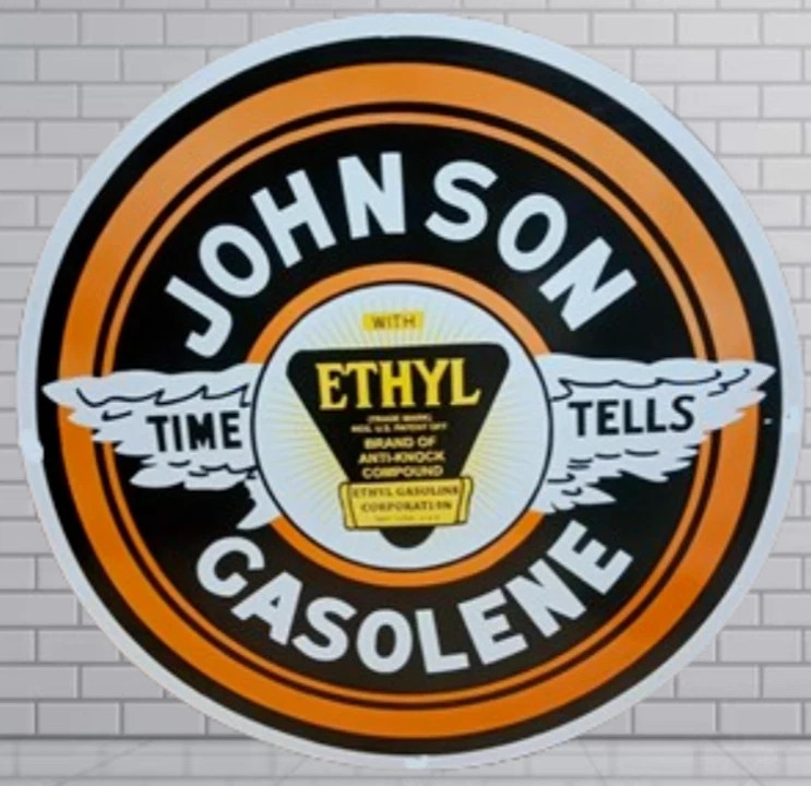 Johnson Gasoline Porcelain Enamal Heavy Metal Double Side