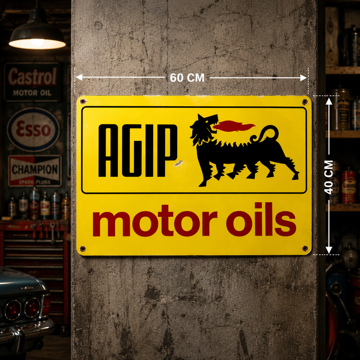 Agip Motor Oils Vintage Heavy Metal Sign – 60×40 cm (15.7” × 23.6”)