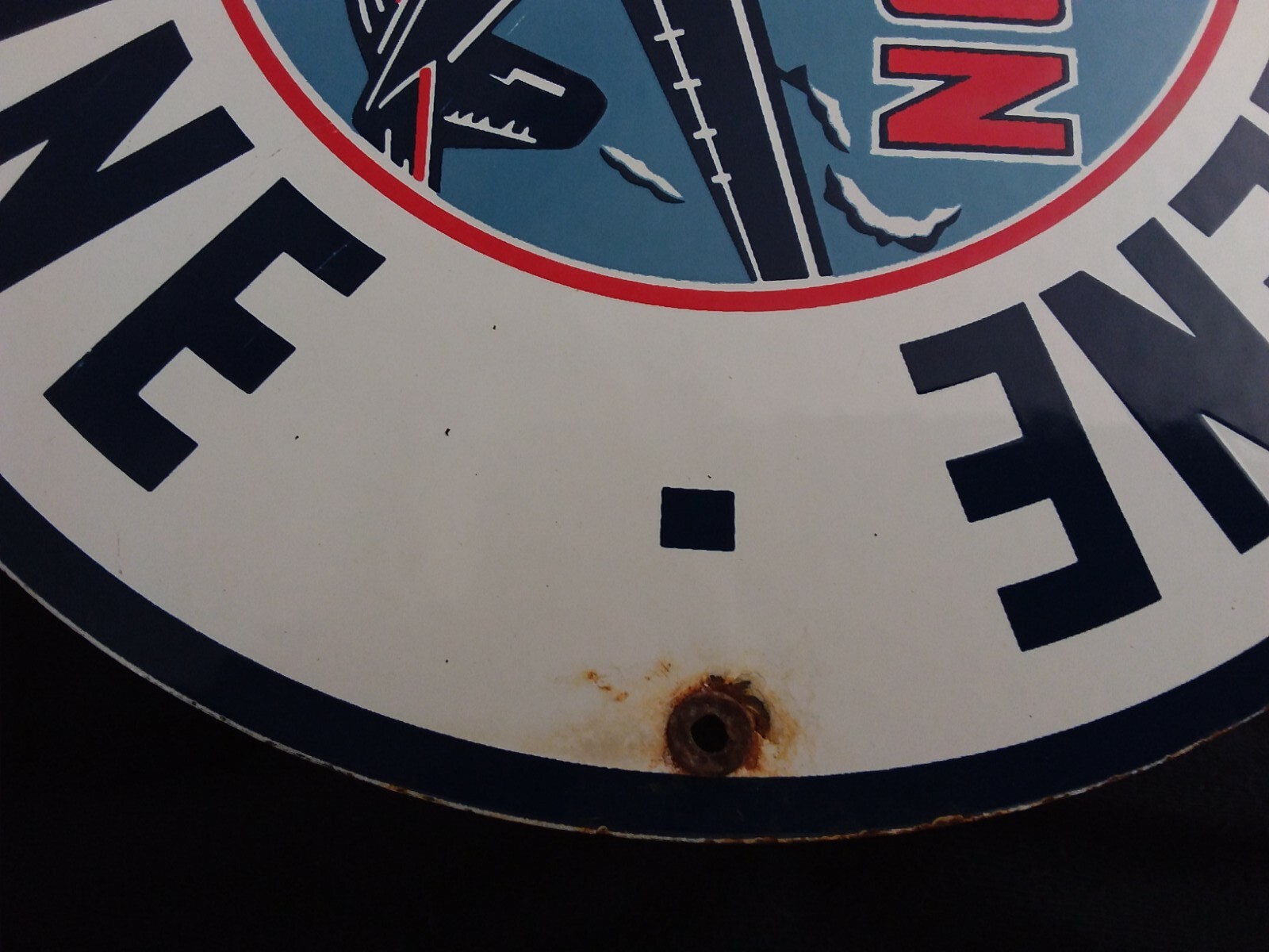 VINTAGE SMITH-O-LENE AVIATION GASOLINE / MOTOR OIL PORCELAIN GAS PUMP SIGN
