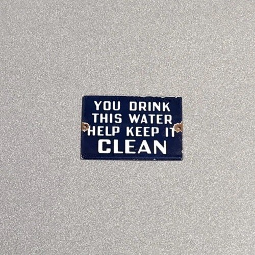 VINTAGE CLEAN WATER PORCELAIN SIGN CAR GAS TRUCK MOTORCYCLE OIL
