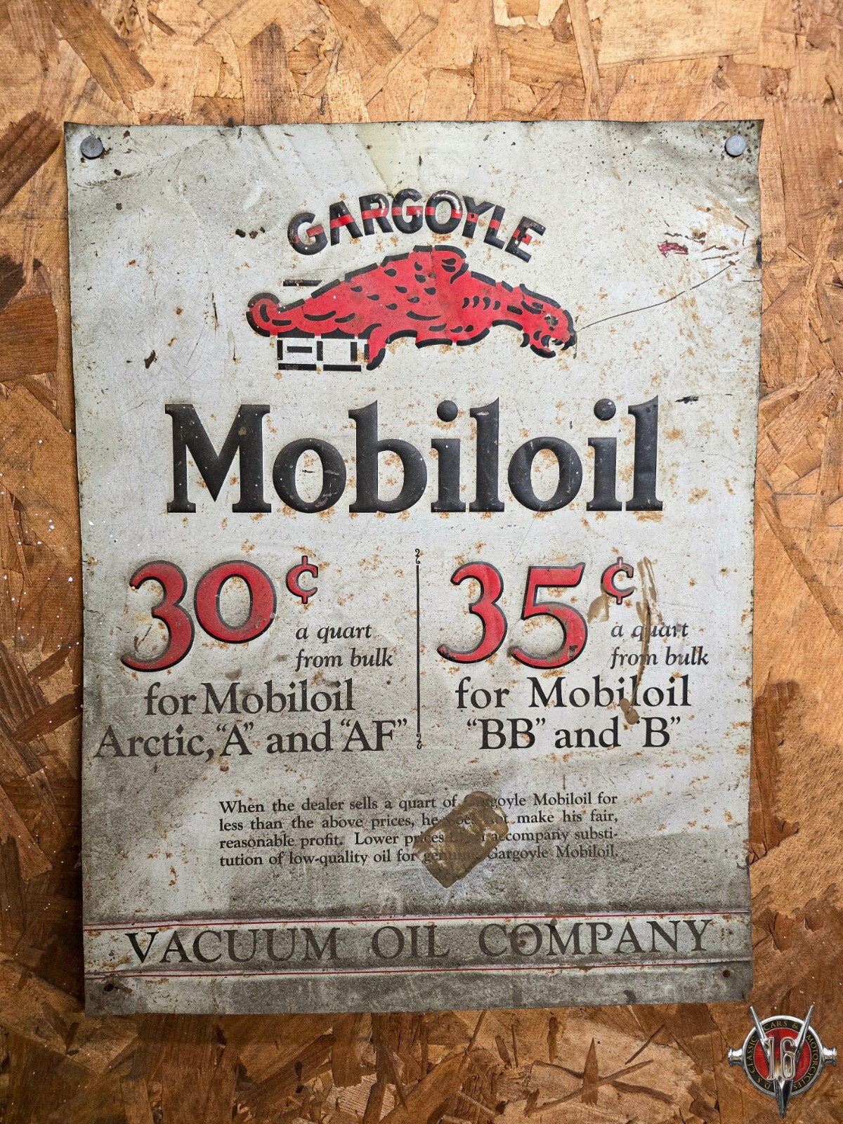 Vintage Gargoyle Mobiloil Vacuum Oil Company Metal Sign (Now the Mobil Corp.)