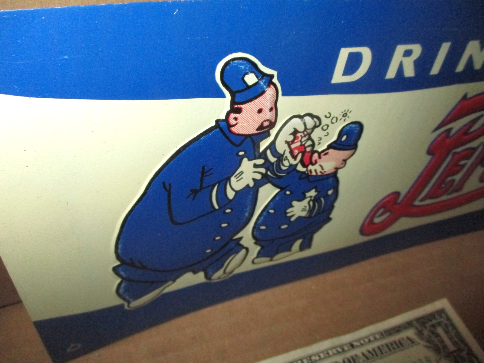 PEPSI-COLA -Shows Two Cops PEPSI & PETER -5c COUNTRY STORE Gas Station 1940 Sign