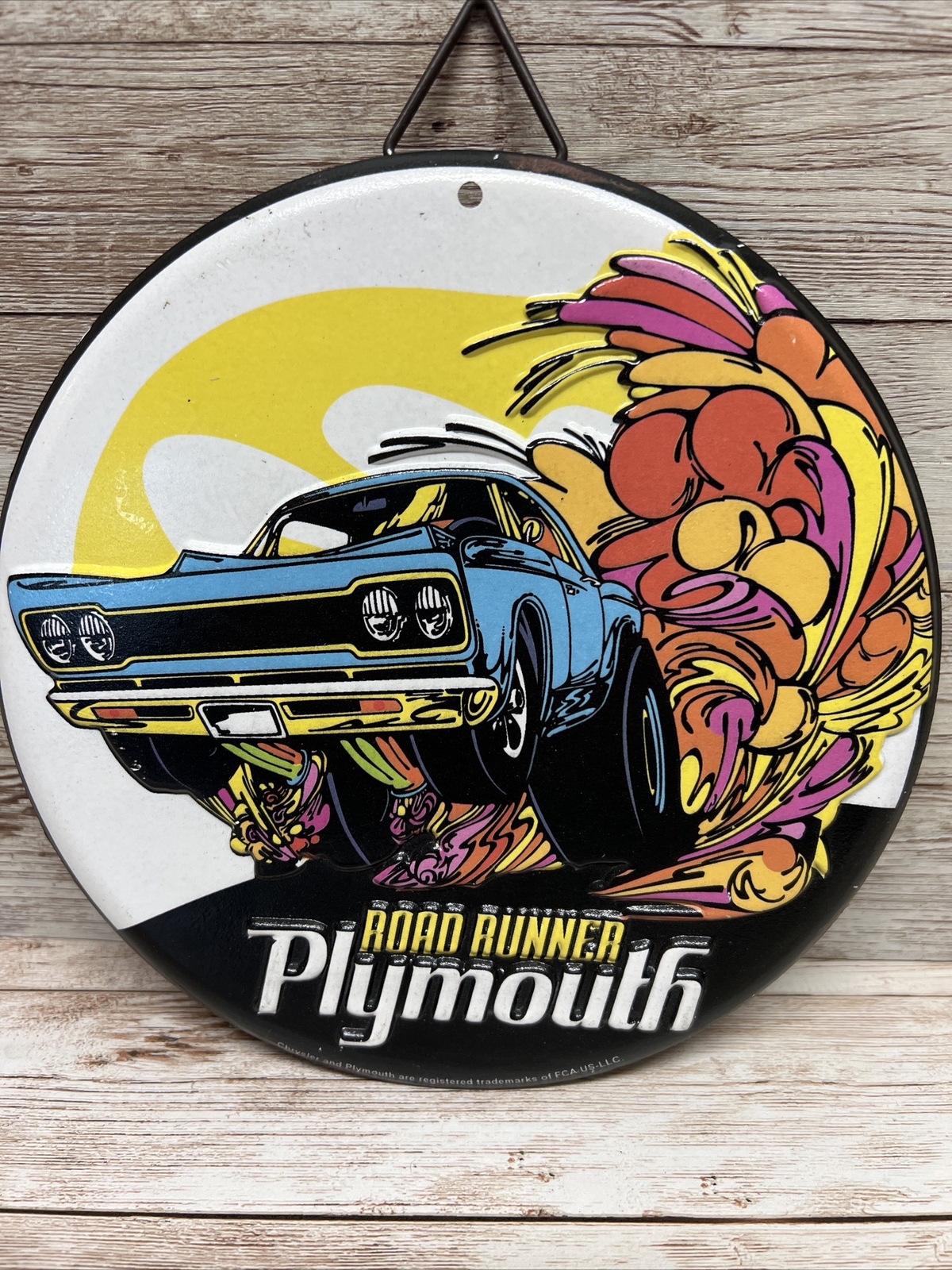 Plymouth Road Runner 7 Inch Round Metal Vintage Garage Sign Licensed