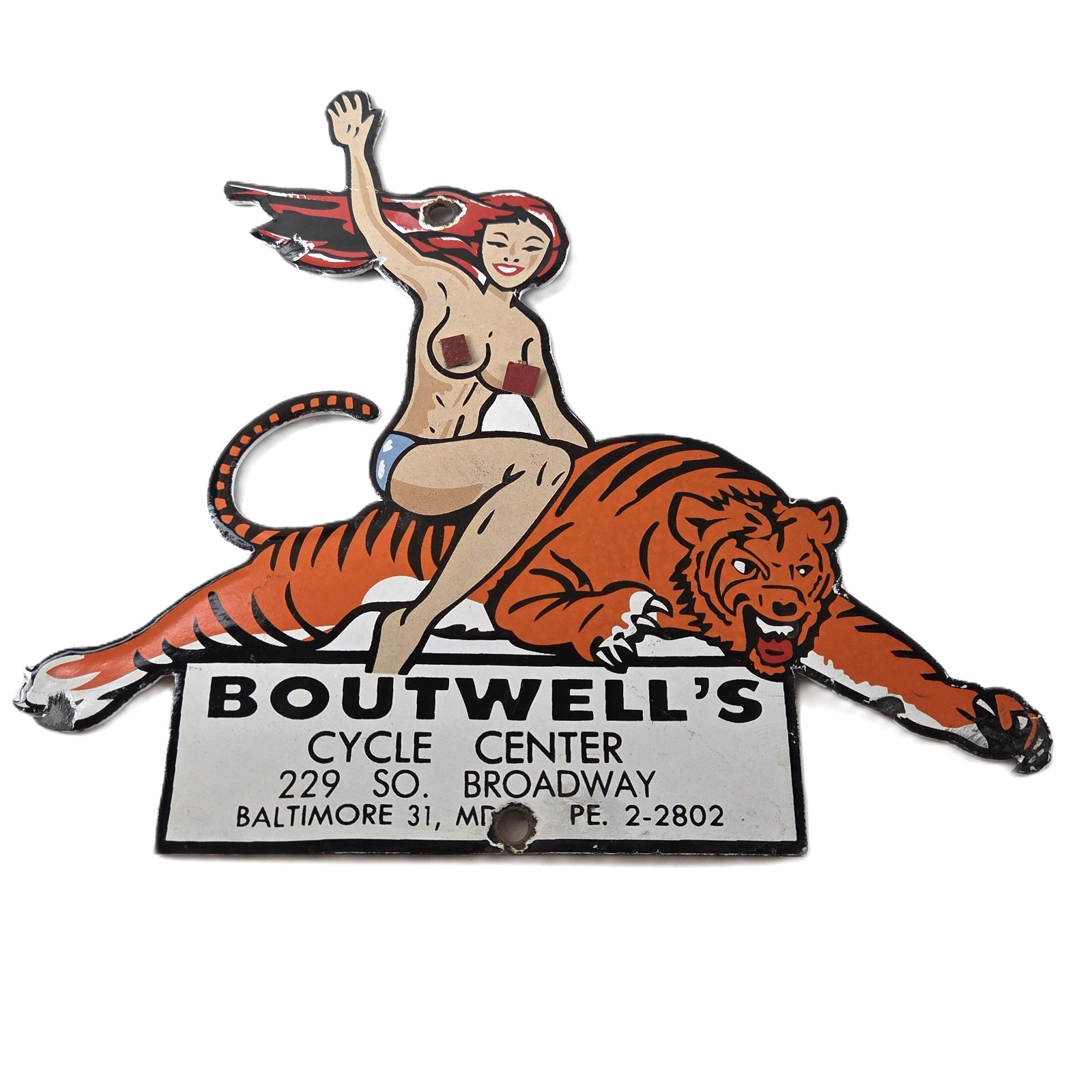 Vintage Harley Davidson Motorcycles Sign – Boutwell’s Porcelain Gas Pump Sign