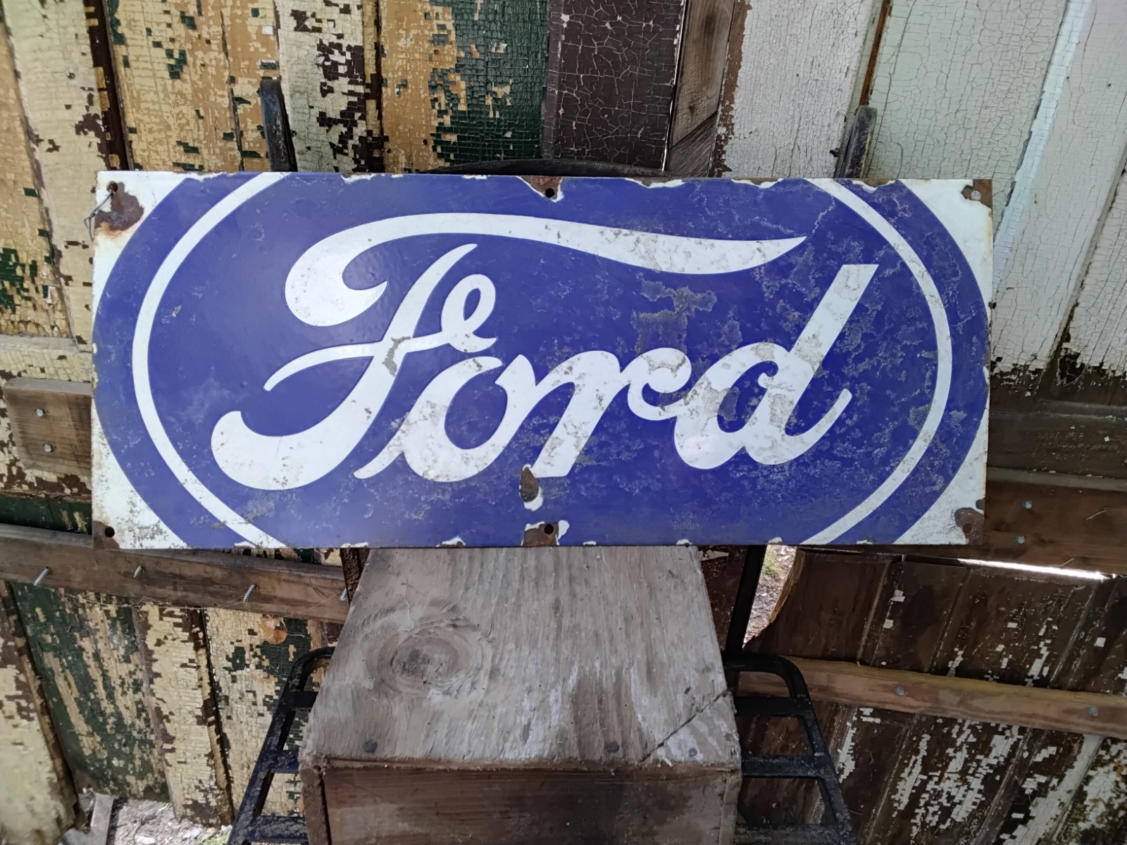 Porcelain Ford Sign approx 24″x10″ Inches Over Steel Service Station