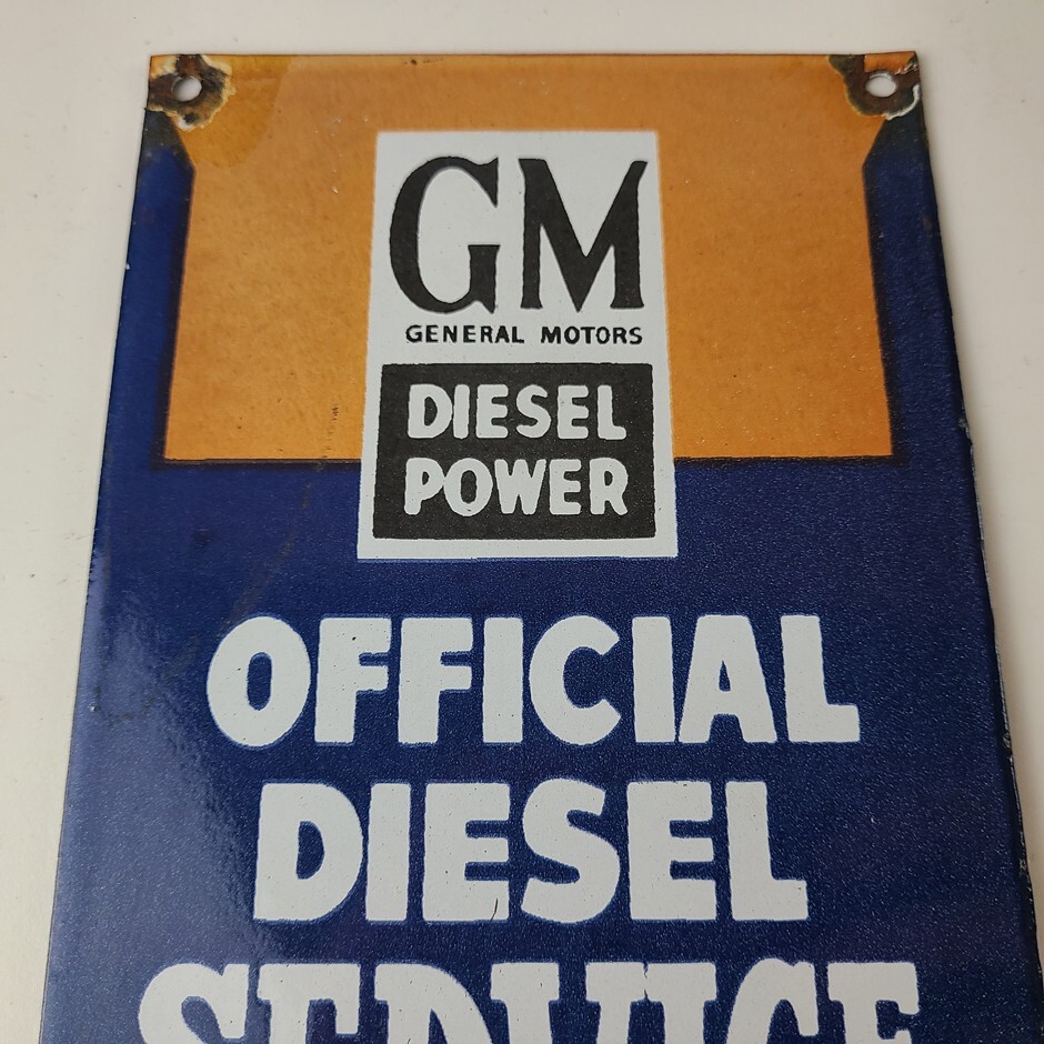 Vintage General Motors Sign – GM Automobiles Trucks Gas Diesel Porcelain Sign