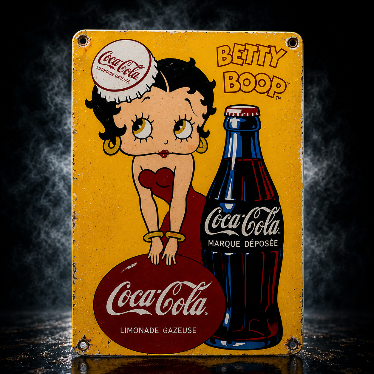 Betty Boop Coca-Cola Vintage Rusty Heavy Metal Sign – 40 × 60 cm (15.7” × 23.6”)