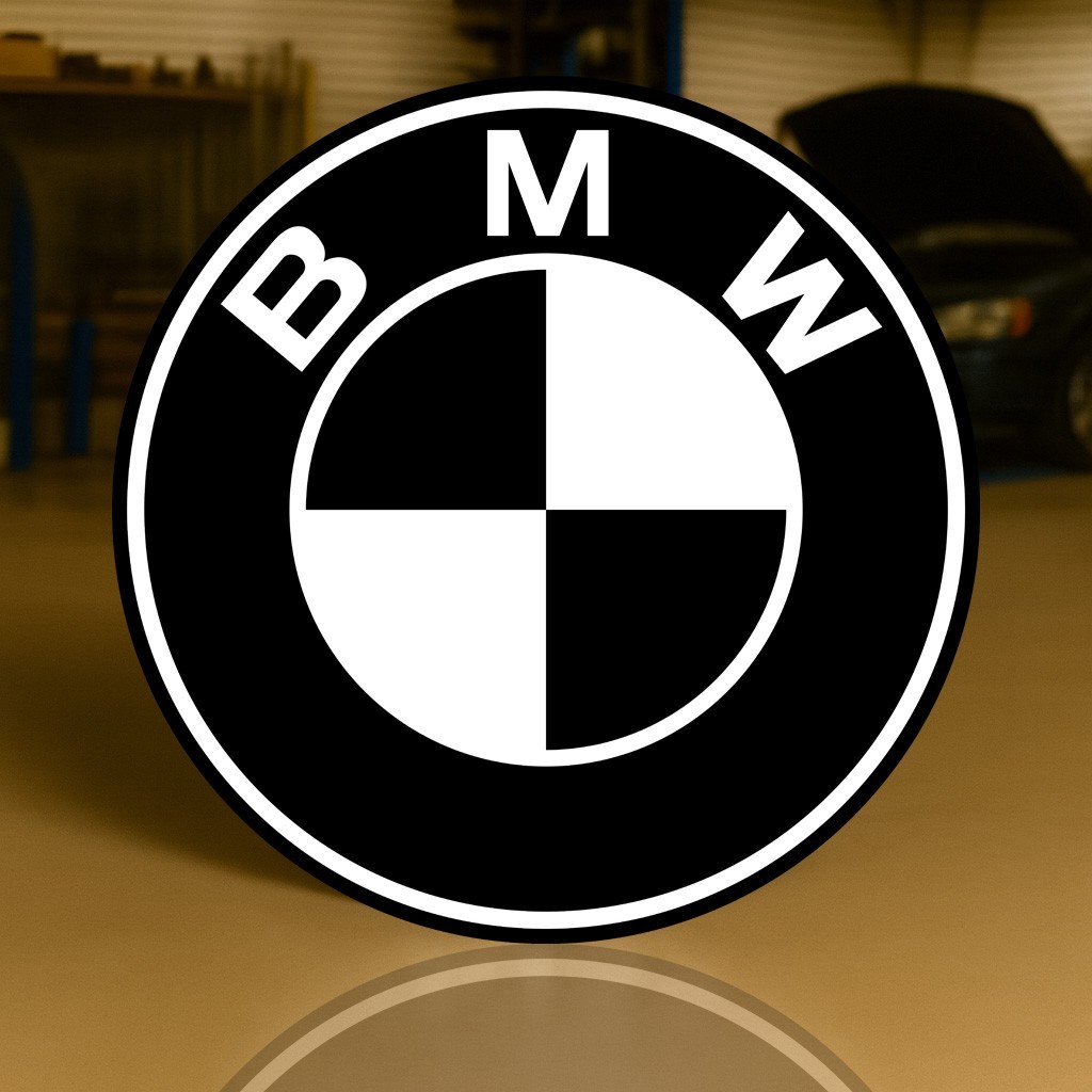 BMW Black & White Crest 1963 – Minimalist Hevay Metal Sign 19.7″ (50cm)