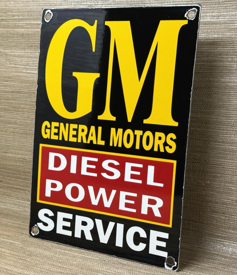 VINTAGE GENERAL MOTORS PORCELAIN DEALERSHIP SIGN GAS SALES SERVICE OIL DIESEL