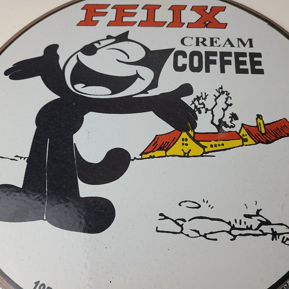 Vintage Felix Coffee Sign – Cream Coffee Advertising Gas Oil Pump Sign