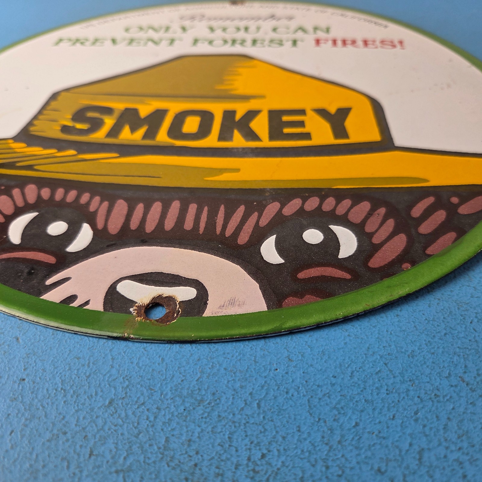 Vintage Forest Service Gas Pump Sign – Smokey the Bear Porcelain Sign