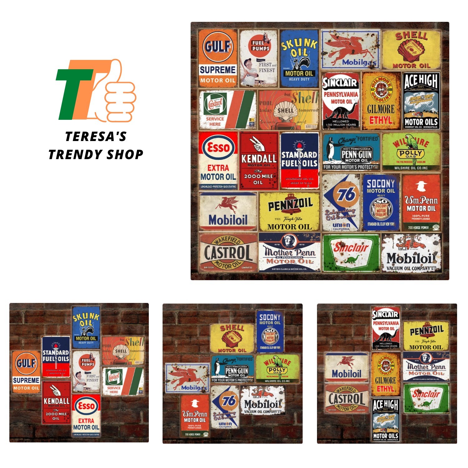 Reproduced Vintage Tin Signs, Gas Oil Retro Advert Metal Sign for Garage Man …