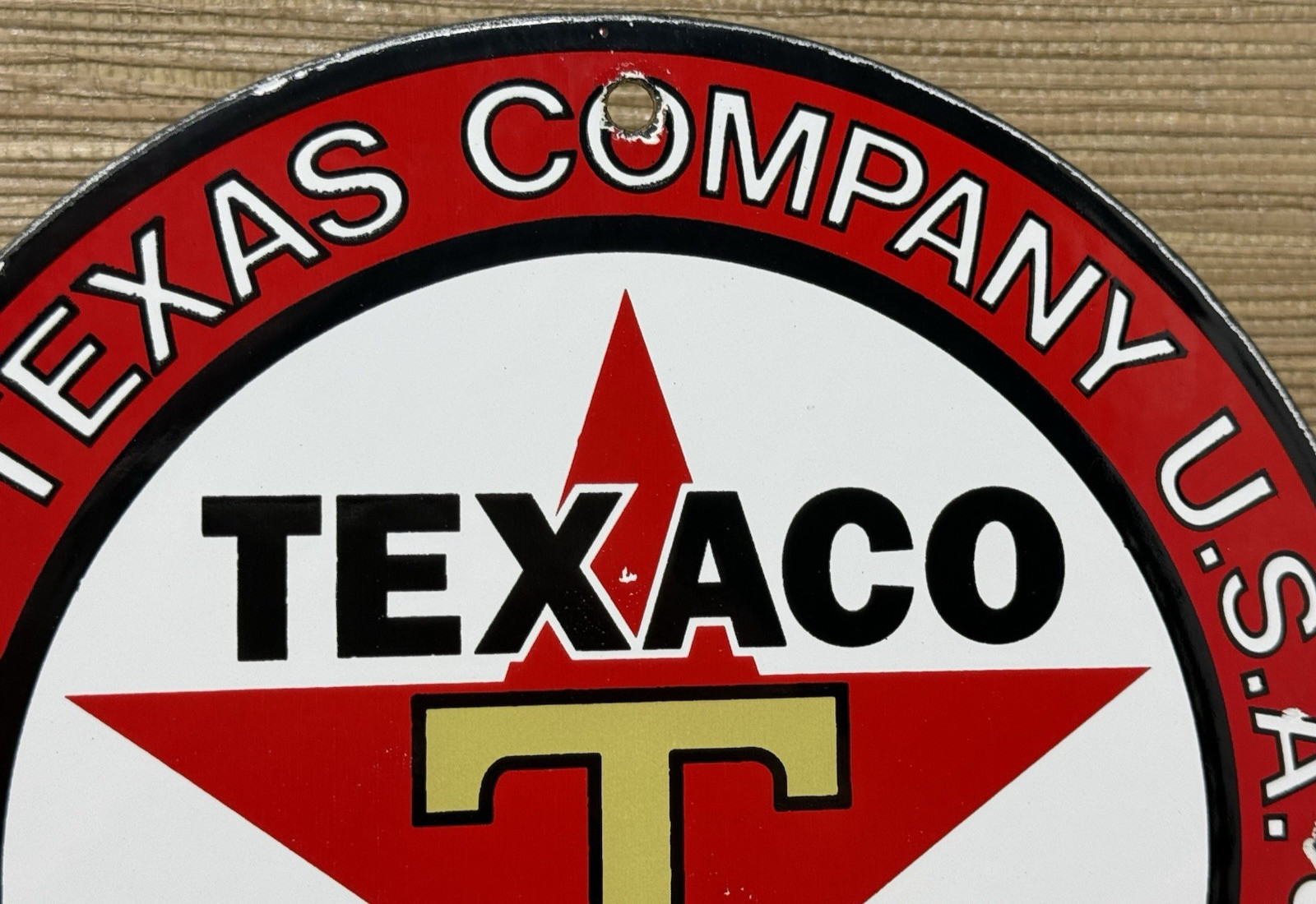 VINTAGE TEXACO MOTOR OIL PORCELAIN SIGN TEXAS GASOLINE GAS STATION PUMP PLATE