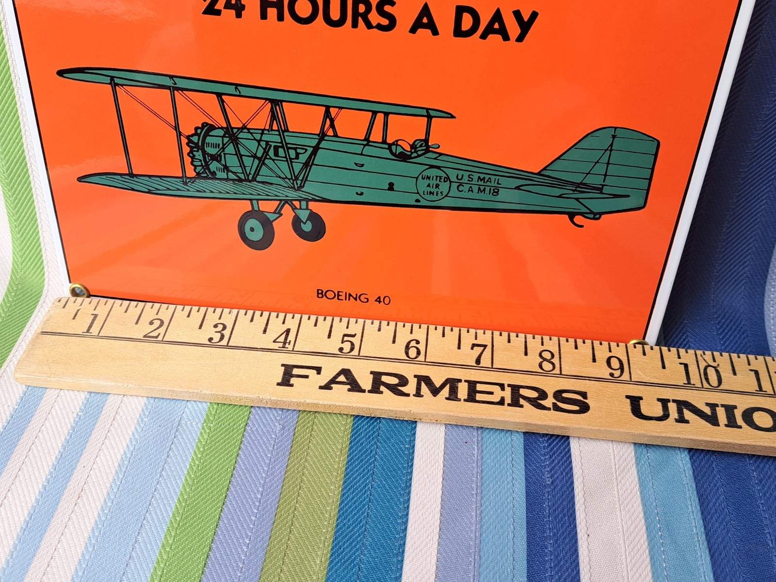 Ande Rooney HEAVY Porcelain Sign Phillips 66 Aviation BOEING 40 Airplane BIN32