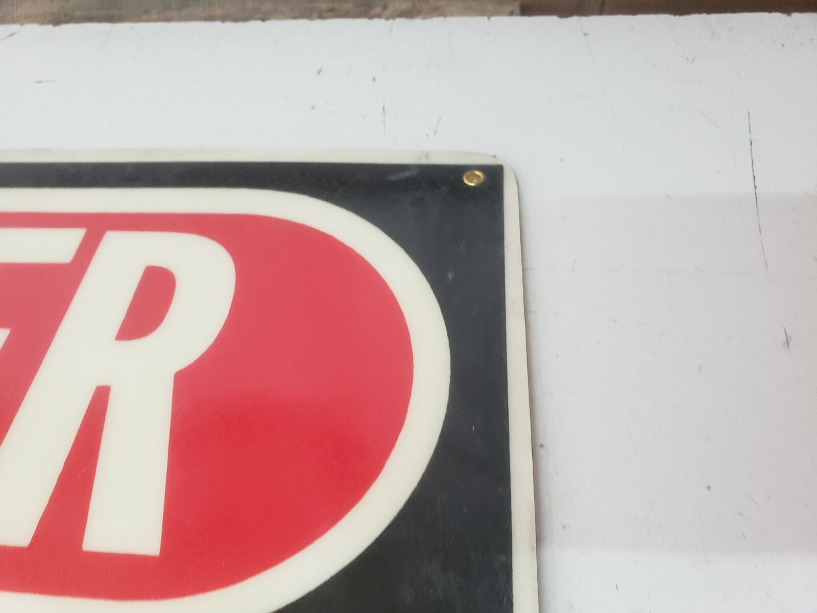 Vintage Danger Open Pit 20″x14″ Fiberglass Sign Construction Industrial Mining