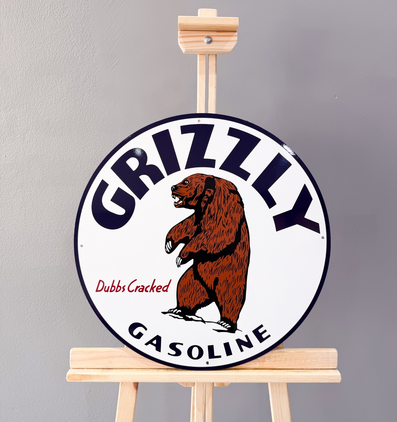 Vintage Bear Oil Company Grizzly Gasoline Heavy Metal Sign – 19.7″ (50cm)