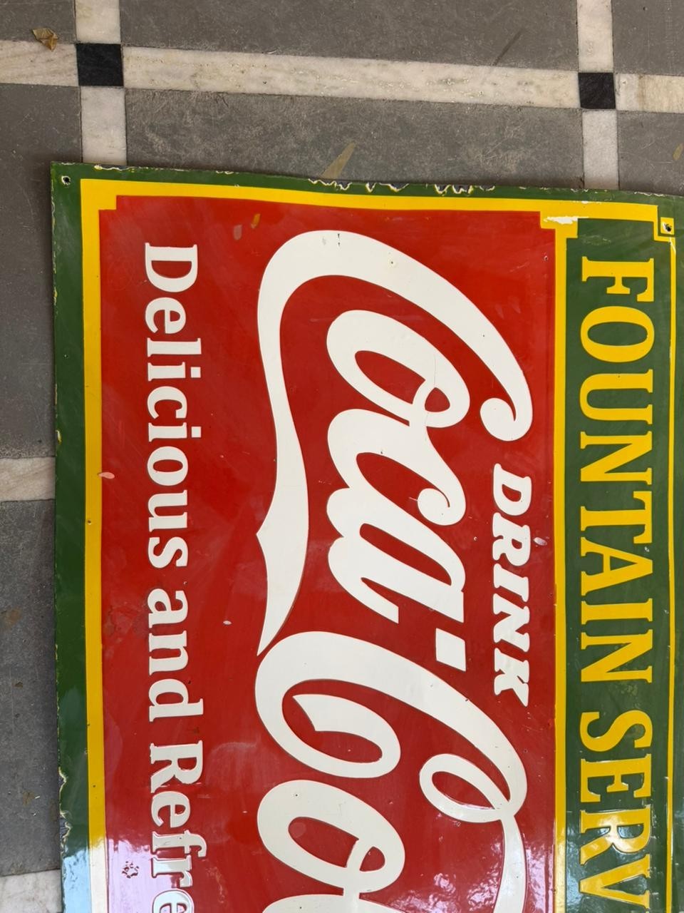 PORCELIAN COCA-COLA ENAMEL SIGN SIZE 48X36 INCHES DOUBLE SIDED
