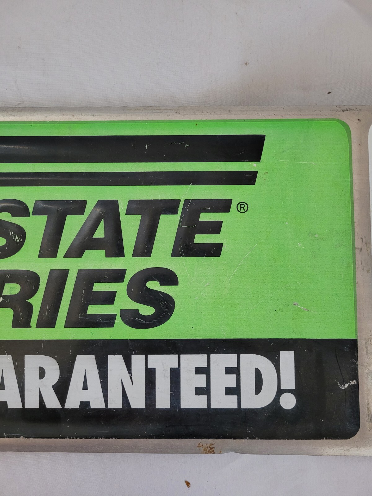 Vintage Interstate Batteries Metal Sign NFL Football Sponsor