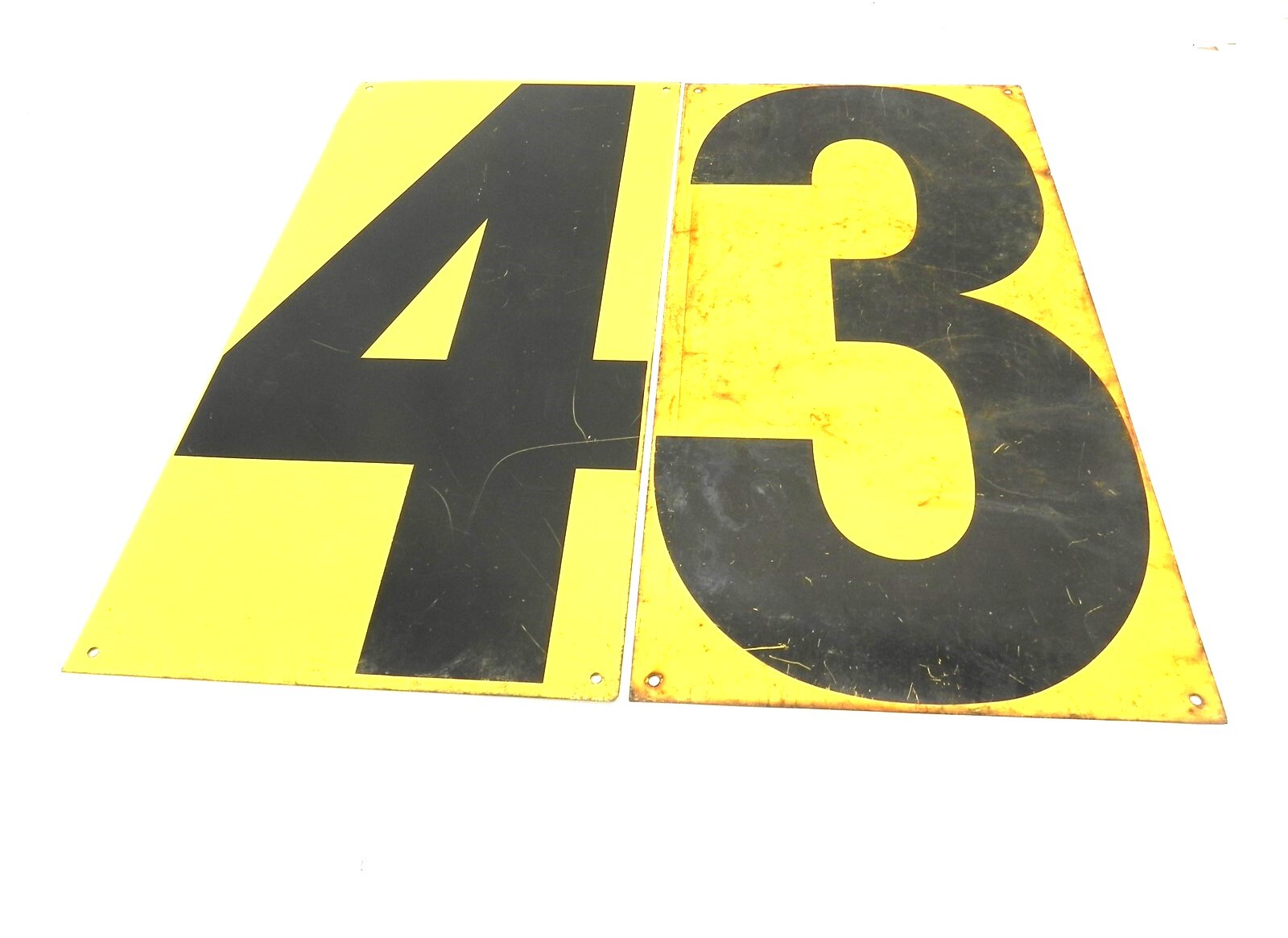 VINTAGE LOT OF 2 DOUBLE SIDED GAS SERVICE STATION SIGNS (3/8 & 4/7) 2′ X 1′
