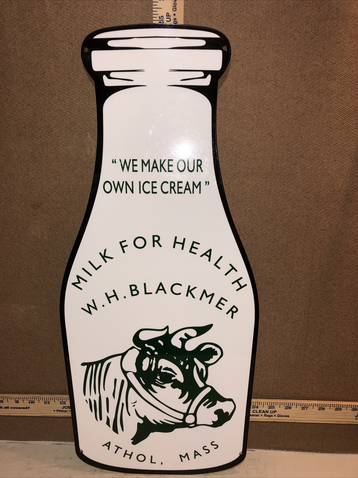 Milk for Health Ice Cream WH Blackmer Dairy Cow Farm Gas Oil 25” Metal Sign