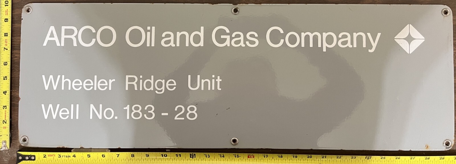 Vintage Porcelain Oil Field Sign – ARCO Oil & Gas Company, Wheeler Ridge Unit