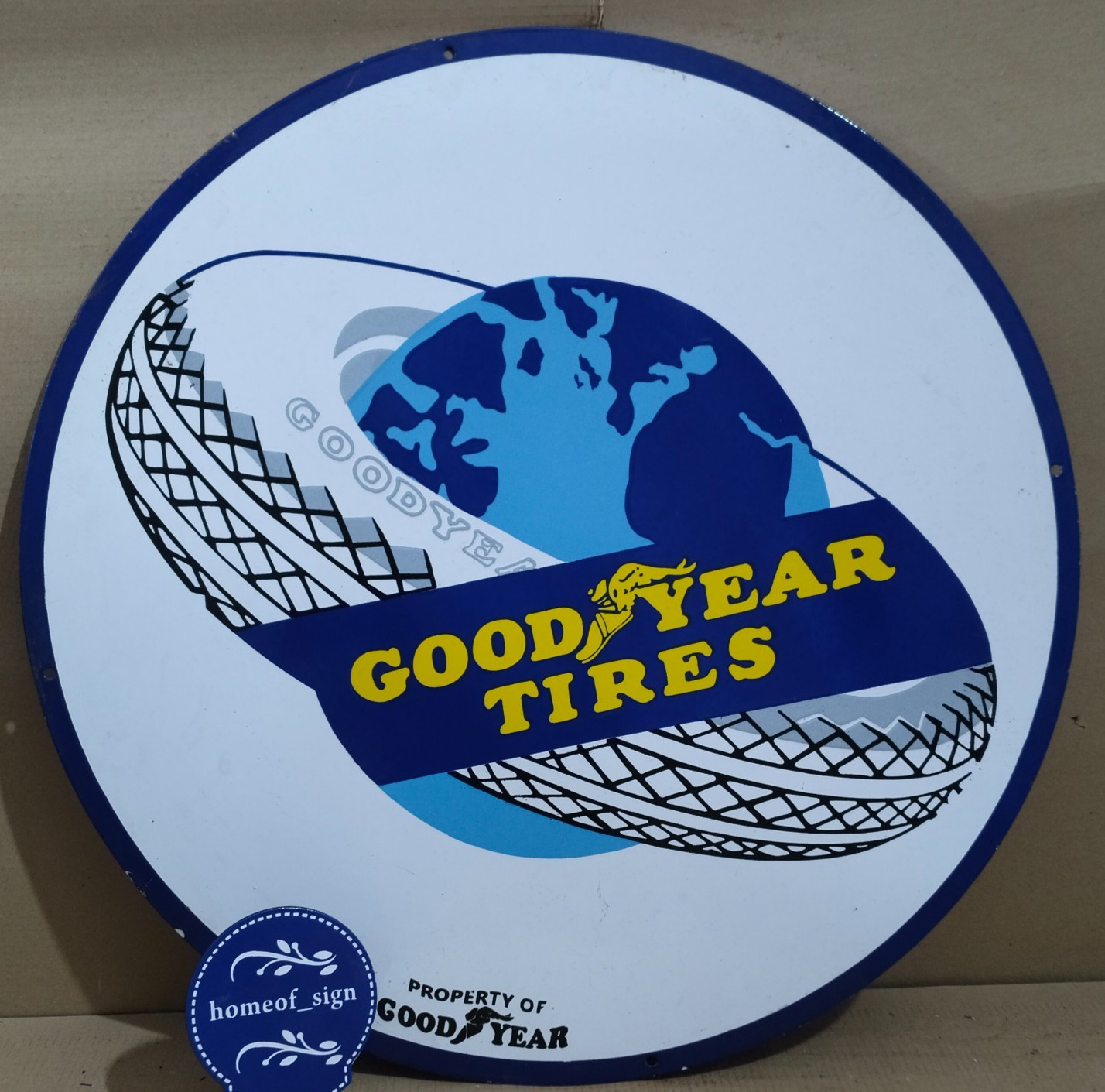 Good Year Tires Porcelain Enamel Sign 30 X 30 Inches 1 sides