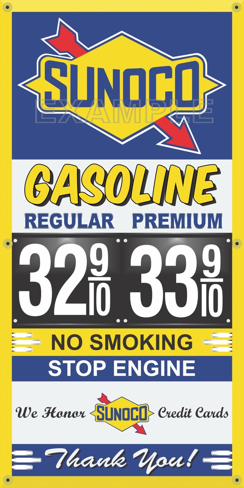 SUNOCO GAS STATION PRICE PER GALLON VINTAGE OLD SIGN REMAKE BANNER SIGN ART