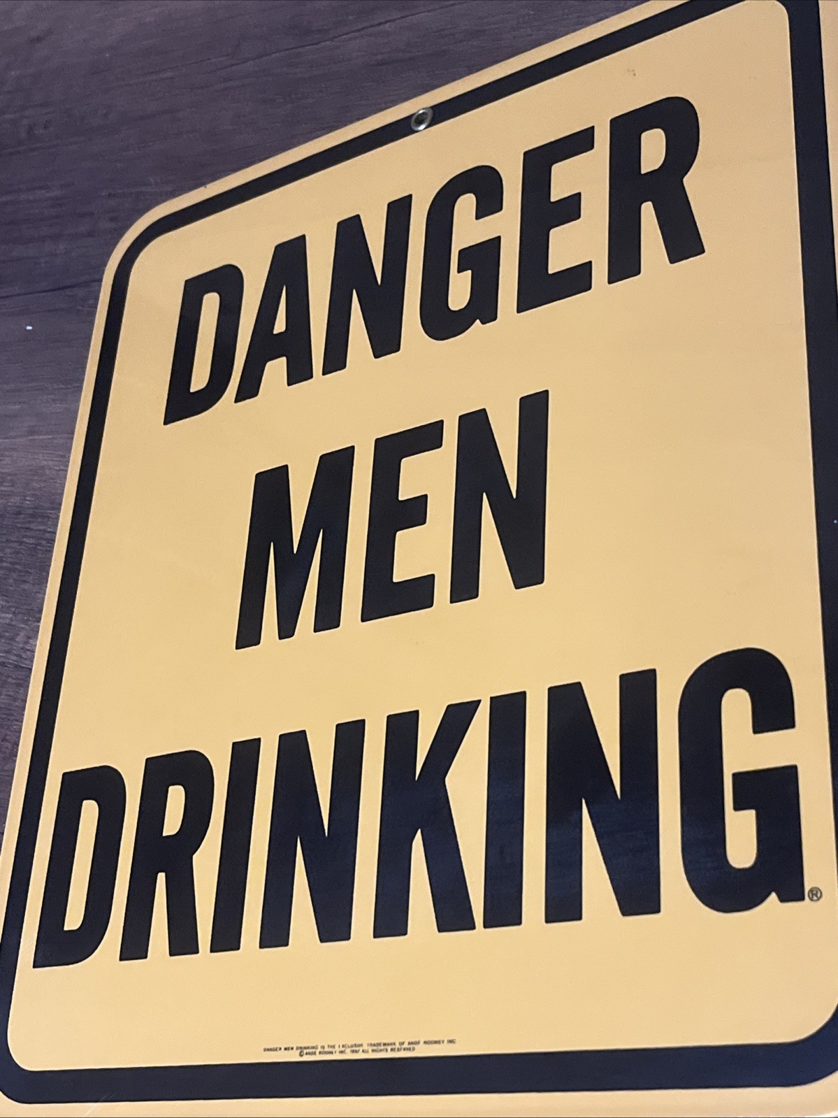 Vintage Danger Men Drinking Bar Man Cave Garage Enameled Metal Sign Construction