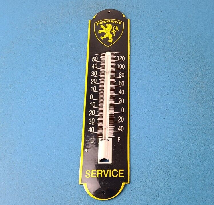 Vintage Peugeot Sign – Service Gas Pump Sign on Porcelain Thermometer