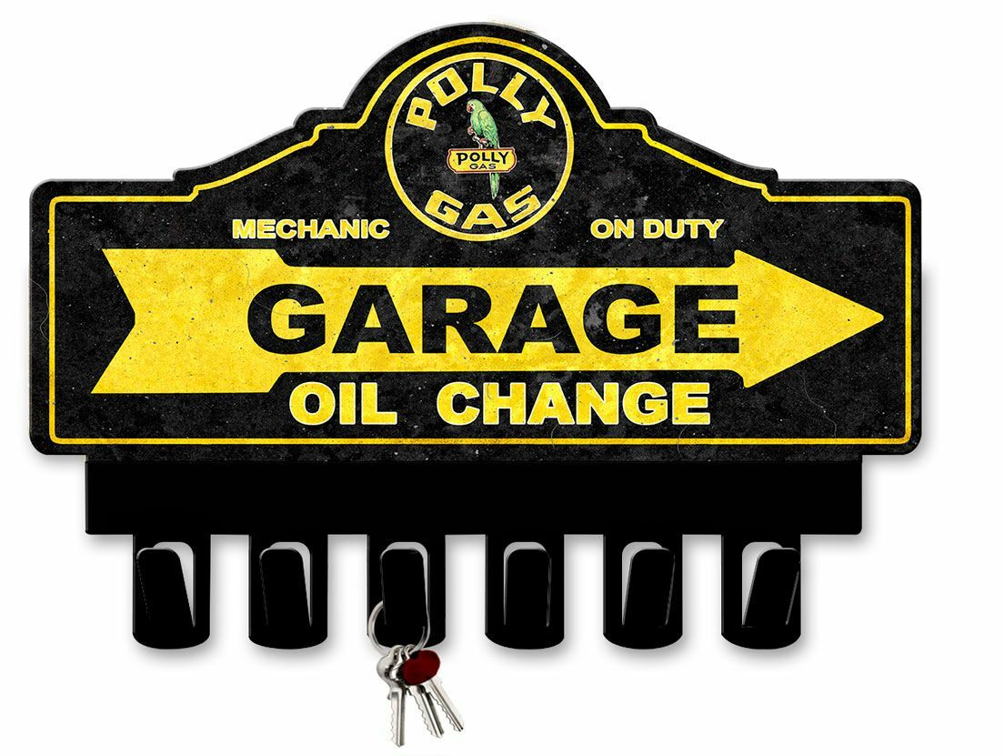 POLLY GAS GASOLINE 14″ HEAVY DUTY USA MADE METAL KEY HANGER ADVERTISING SIGN