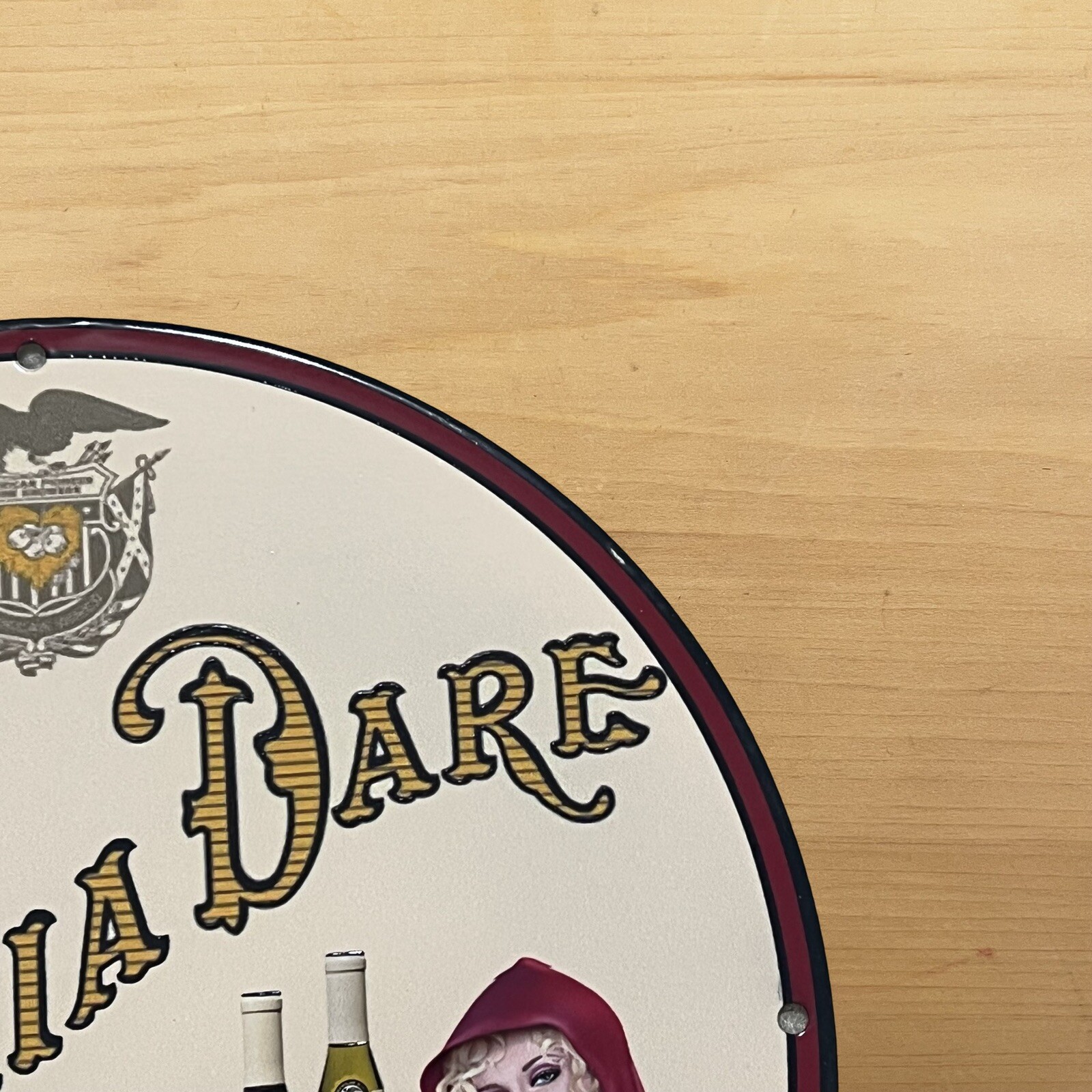 VINTAGE VIRGINIA DARE PORCELAIN SIGN BEVERAGE GAS OIL SERVICE STATION PUMP PLATE