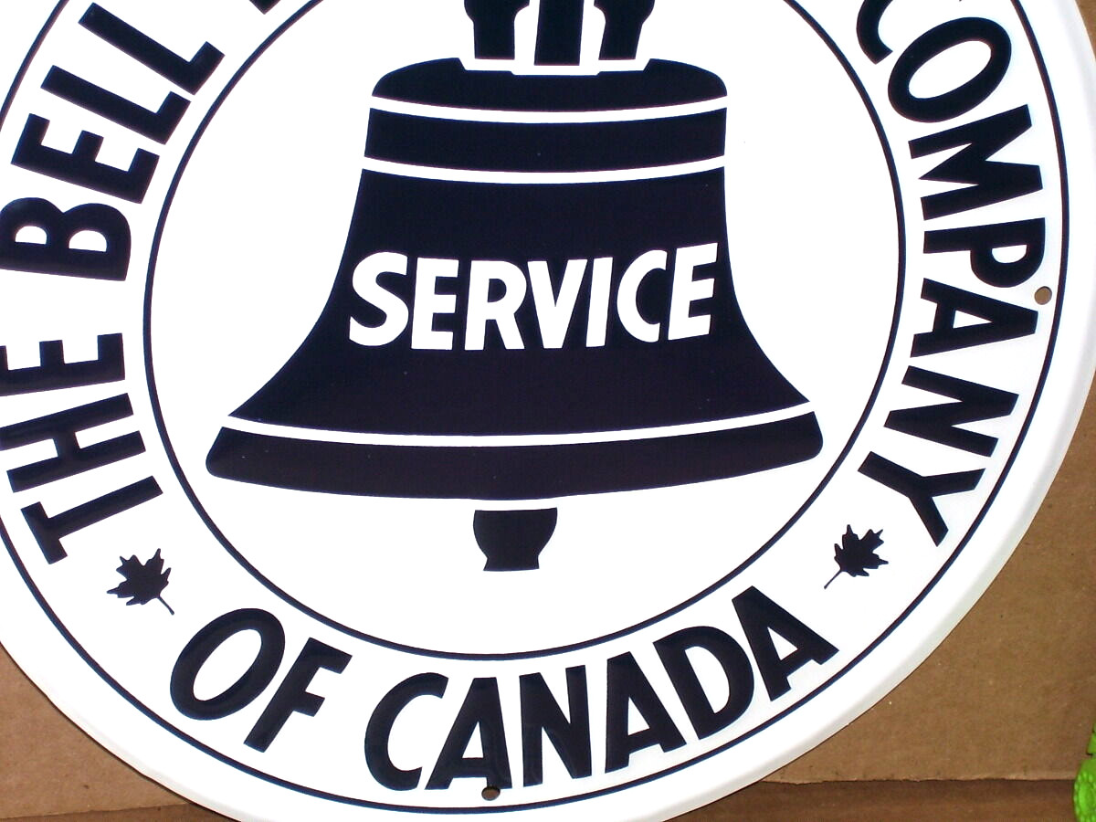 CANADA PHONE SIGN – Bell Telephone Company – GAS STATION SIGN – Shows MAPLE LEAF