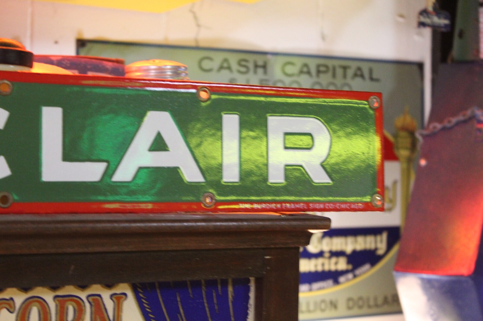 RARE SINCLAIR GAS SERVICE STATION DEALER PORCELAIN METAL STRIP SIGN OIL FORD GM