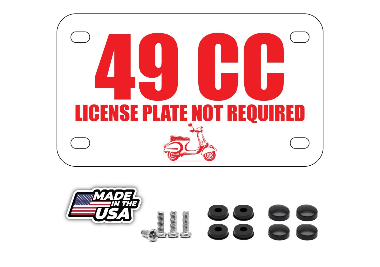 49 CC Moped Scooter Plastic License Plate Place Holder Sign – Plate Not Required