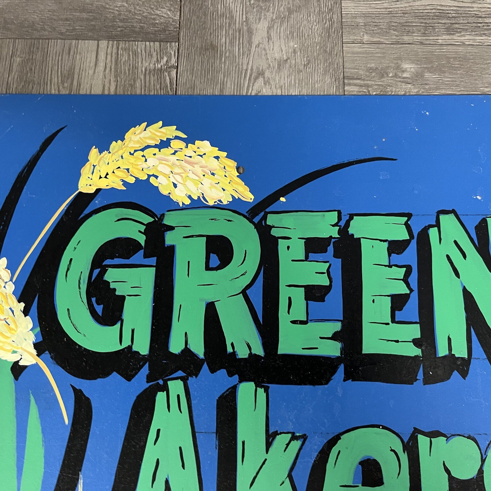 Vintage Green Akers (acres) Sign Hand Painted Folk Art Garden Greenhouse 16″x12″