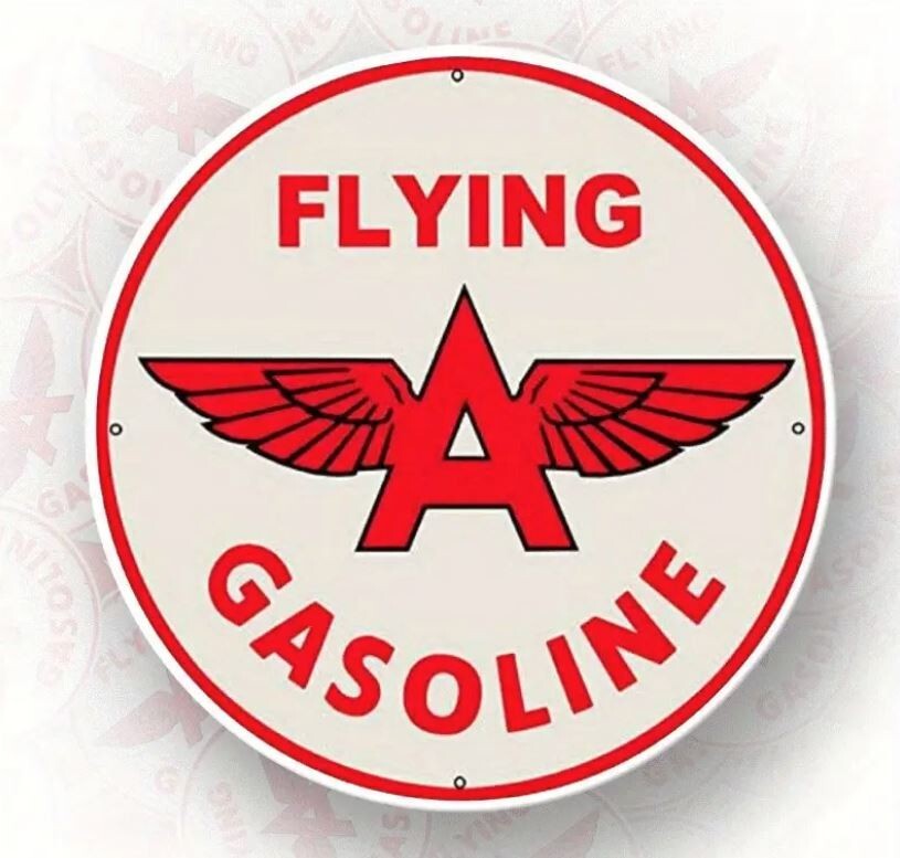 Vintage Flying A Gasoline Sign_Gas Pump Decal, Retro Oil Co., 6 inch round vinyl