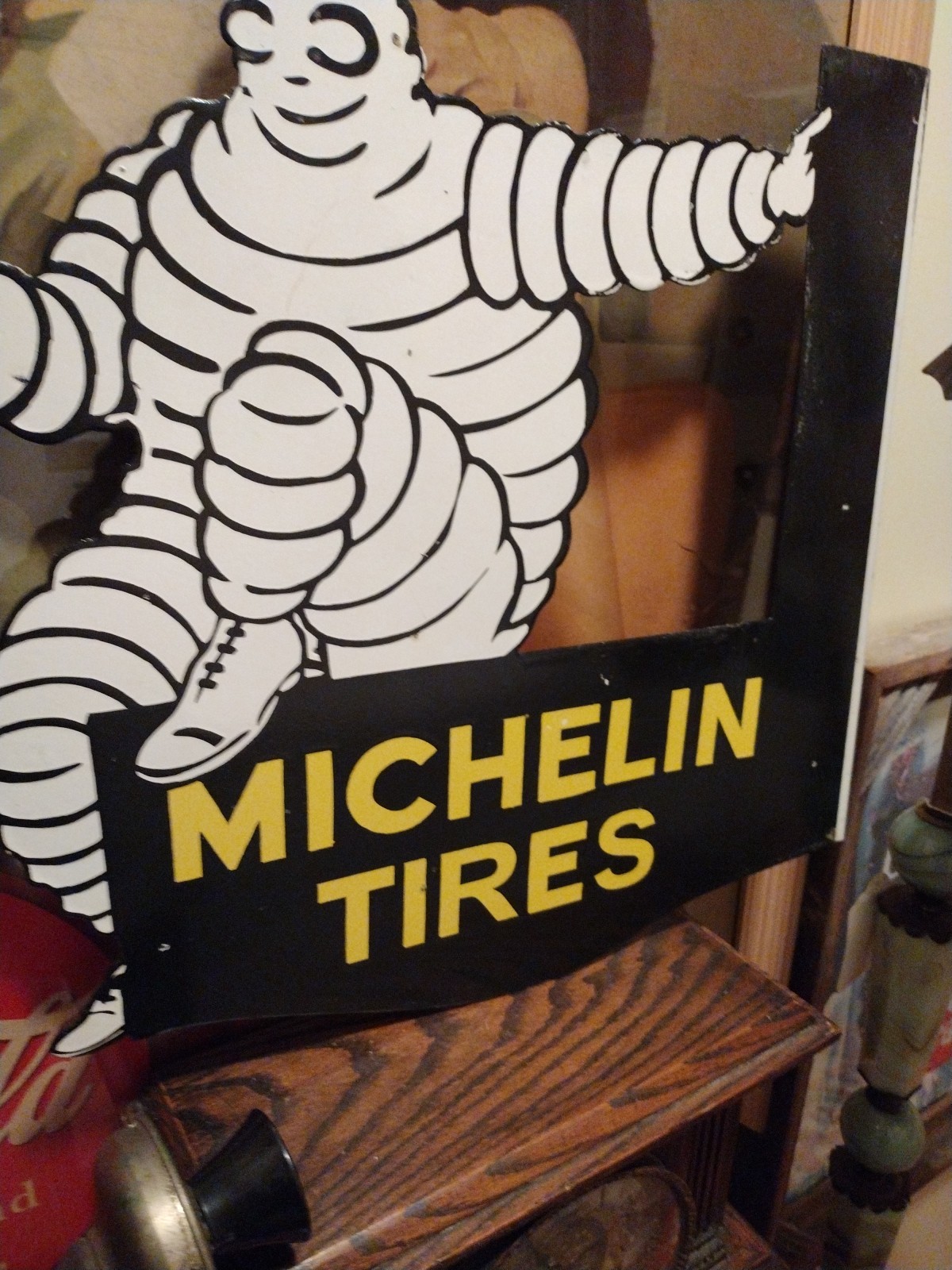Rare Large Michelin Tires Dsp Porcelain Metal Flange Gas Oil Sign